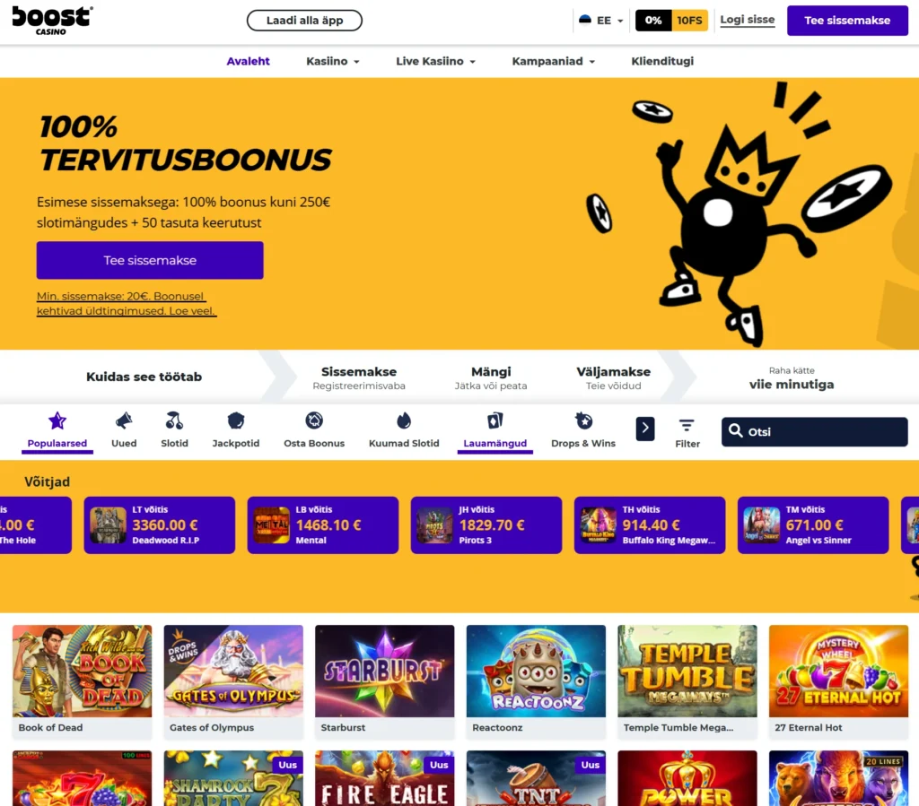 Boost Casino kuvatõmmis