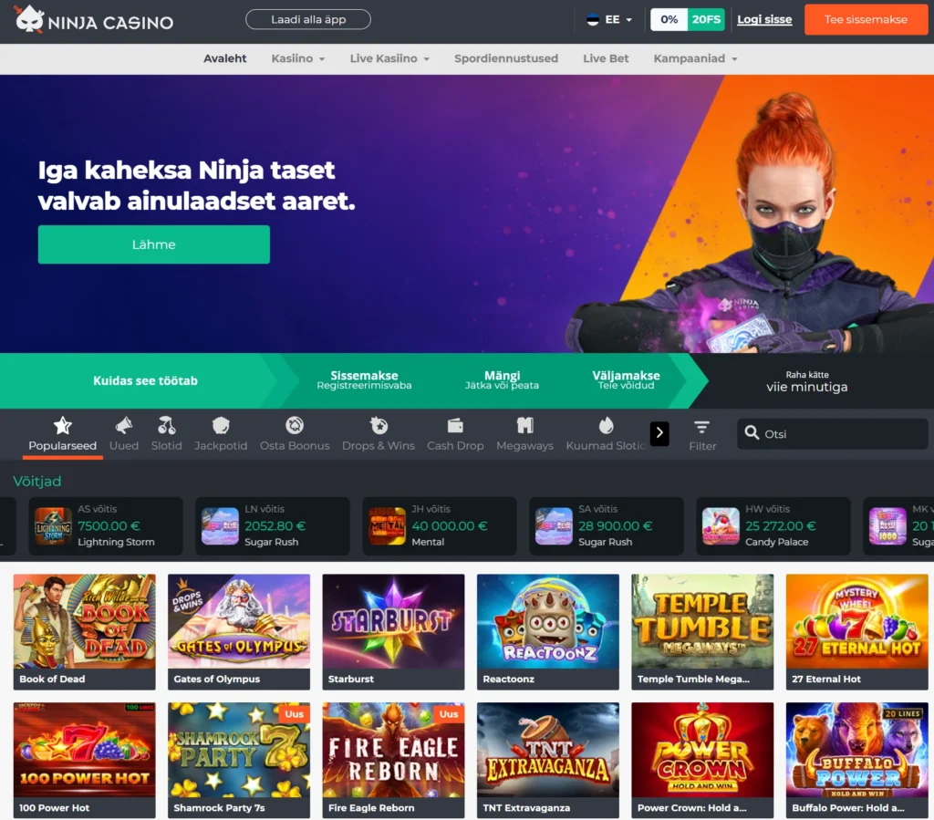 Ninja Casino kuvatõmmis