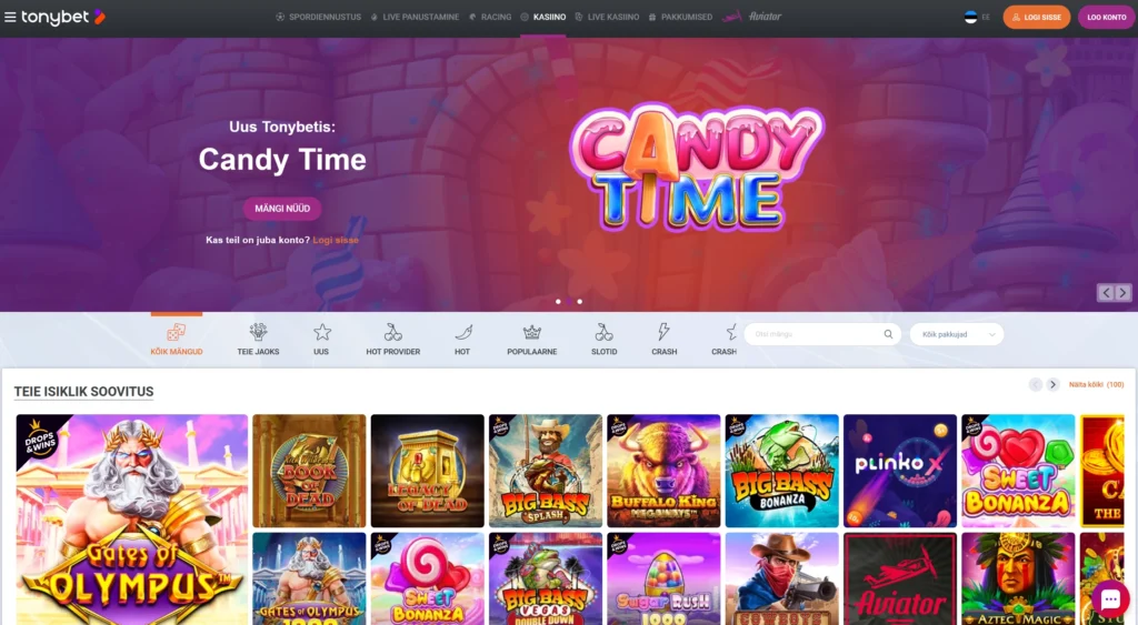 TonyBet casino kuvatõmmis