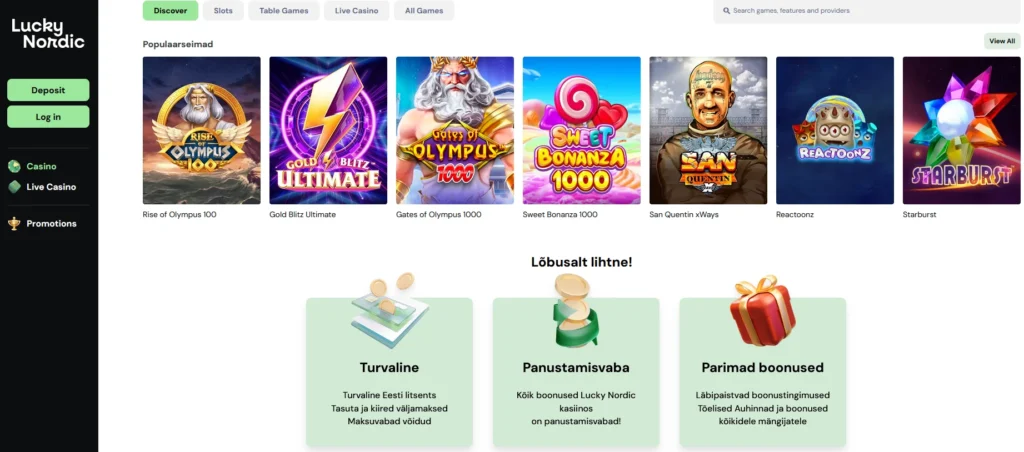 Lucky Nordic kasiino kuvatõmmis